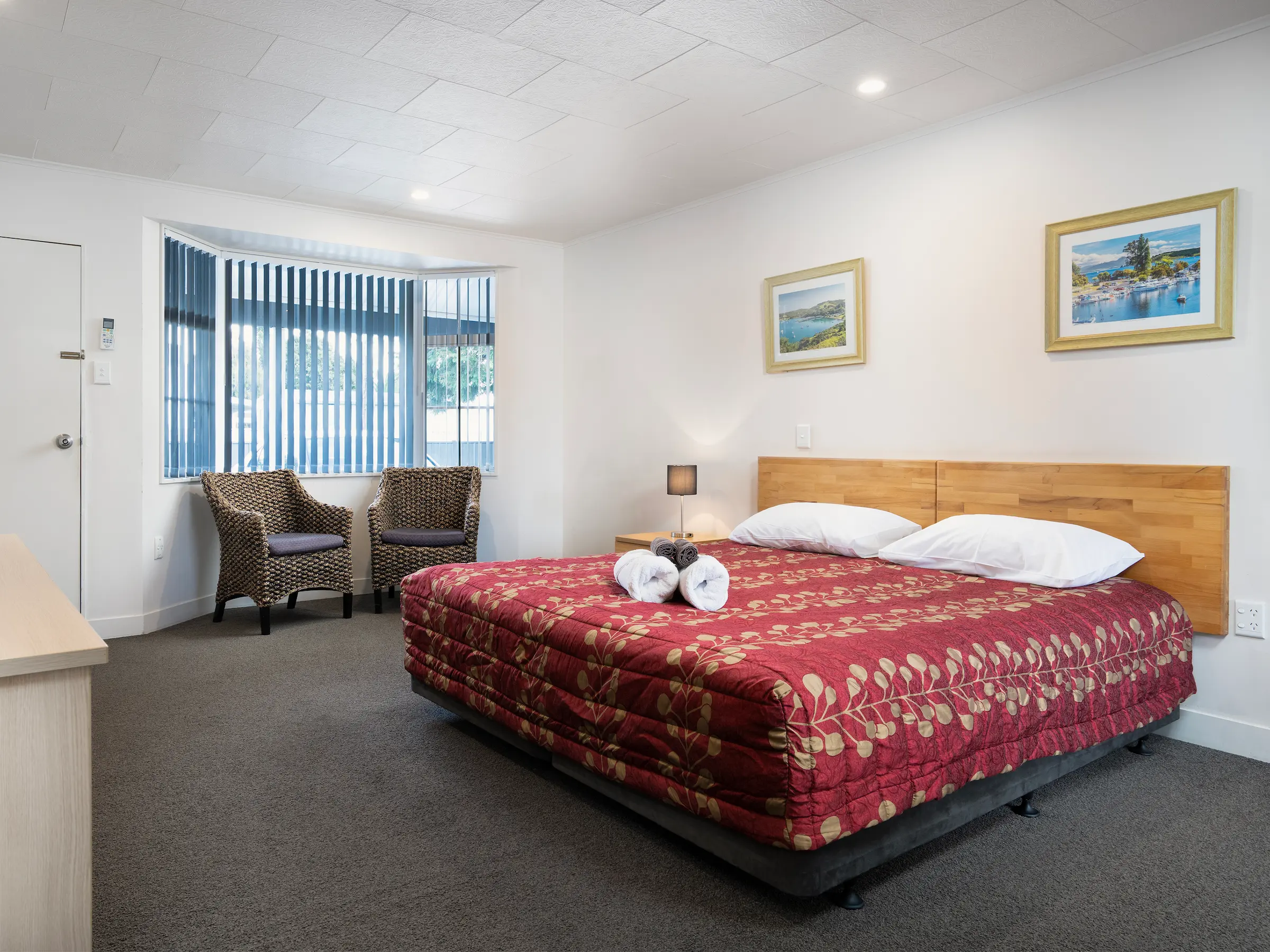 Comfortable, clean motel room interior